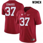 NCAA Women's Alabama Crimson Tide #37 Jalen Edwards Stitched College 2020 Nike Authentic Crimson Football Jersey TT17U48UC
